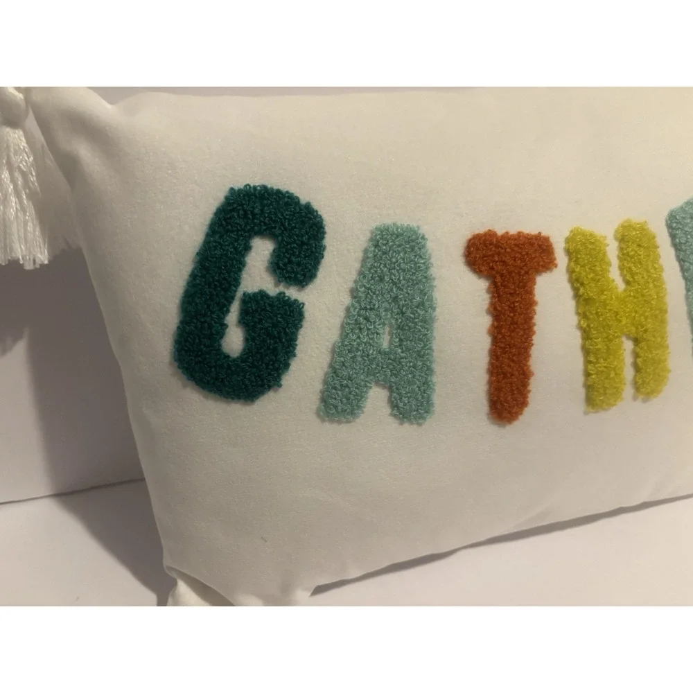 NWT-‎  Decorative Throw Pillow - GATHER -NIP Colored